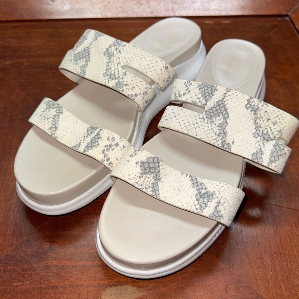 Cole Haan Sandals Women’s 11 Zerogrand platfrom Ivory Roccia Optic Leather slide